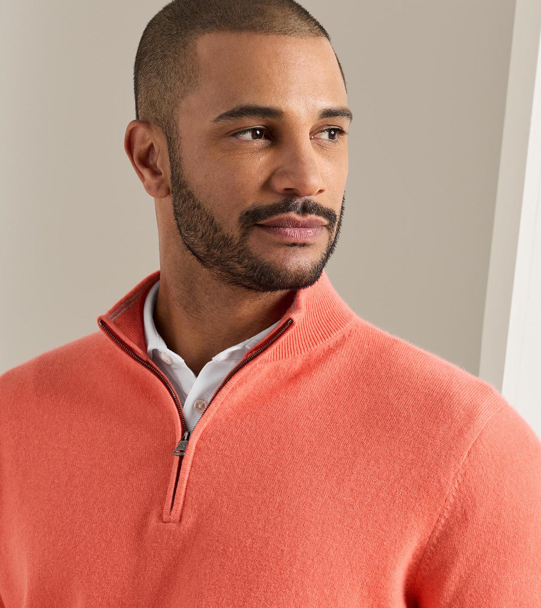 Peter Millar 25th Anniversary Cashmere Quarter-Zip Sweater: Coral
