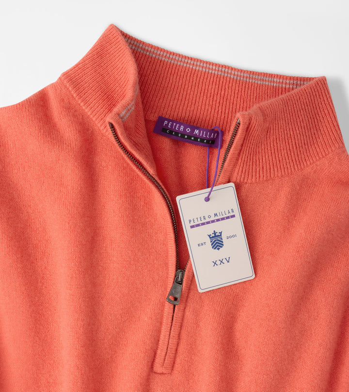 Peter Millar 25th Anniversary Cashmere Quarter-Zip Sweater: Coral