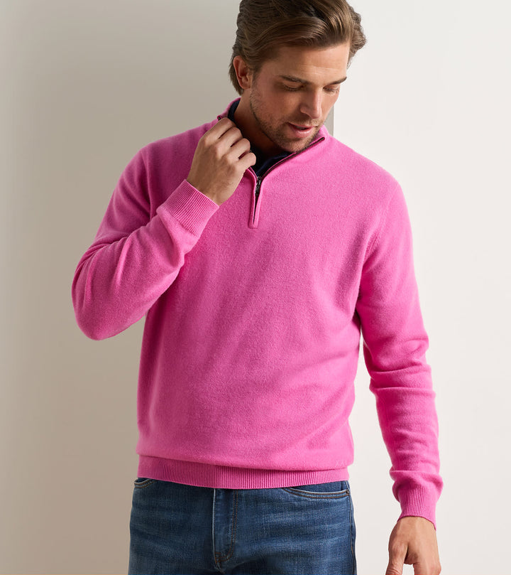 Peter Millar 25th Anniversary Cashmere Quarter-Zip Sweater: Fuchsia