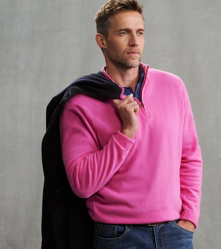 Peter Millar 25th Anniversary Cashmere Quarter-Zip Sweater: Fuchsia