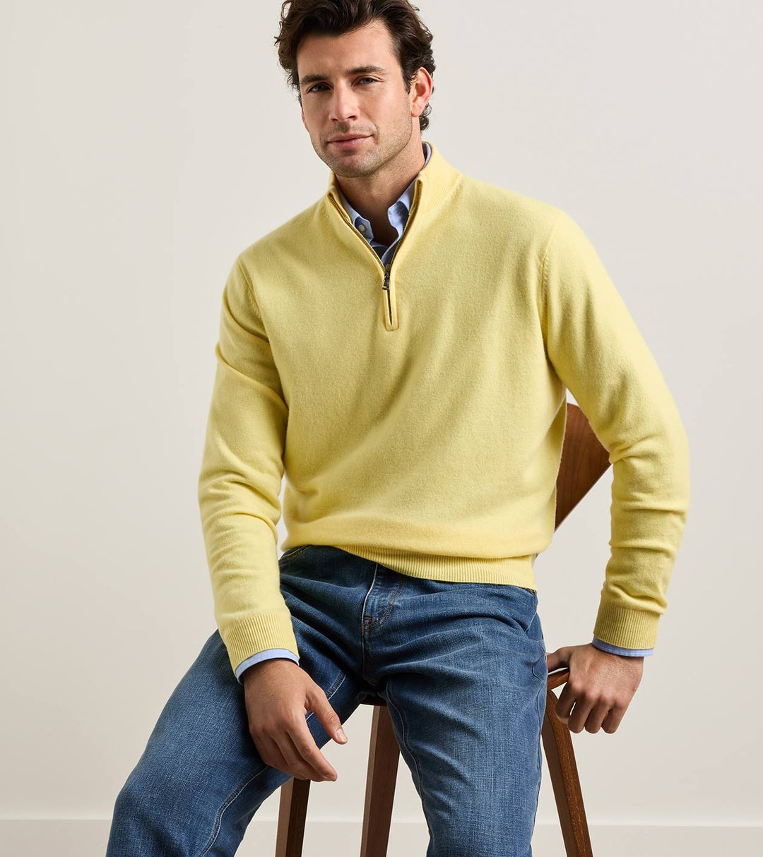 Peter Millar 25th Anniversary Cashmere Quarter-Zip Sweater: Maize