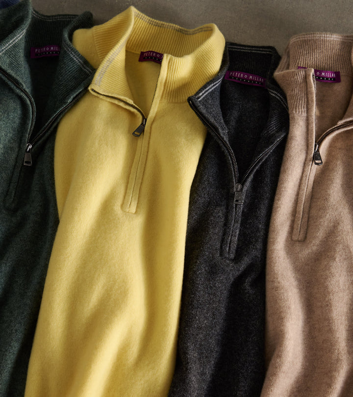 Peter Millar 25th Anniversary Cashmere Quarter-Zip Sweater: Maize