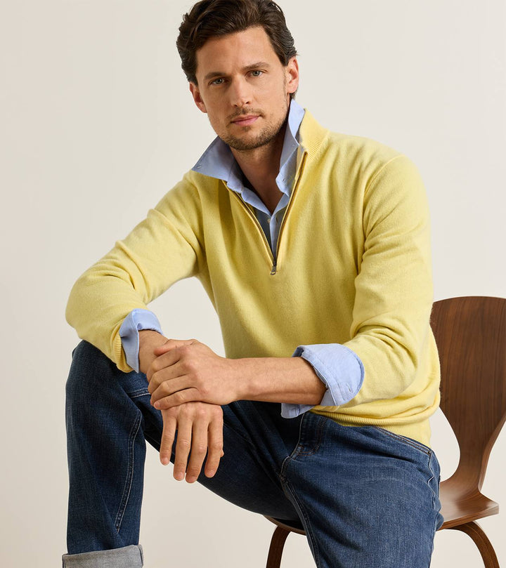 Peter Millar 25th Anniversary Cashmere Quarter-Zip Sweater: Maize