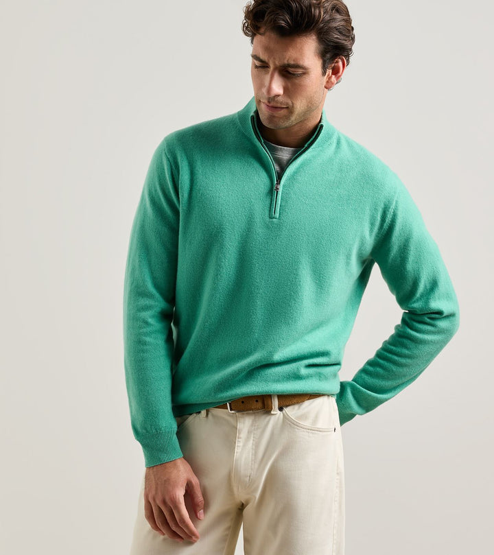 Peter Millar 25th Anniversary Cashmere Quarter-Zip Sweater: Mint