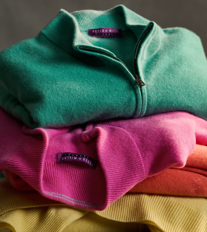 Peter Millar 25th Anniversary Cashmere Quarter-Zip Sweater: Mint