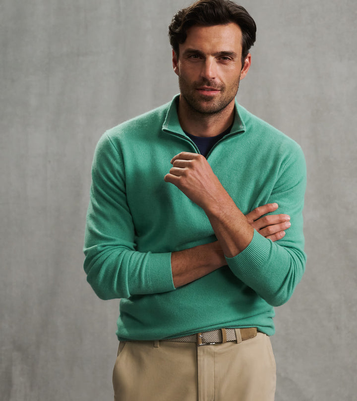 Peter Millar 25th Anniversary Cashmere Quarter-Zip Sweater: Mint