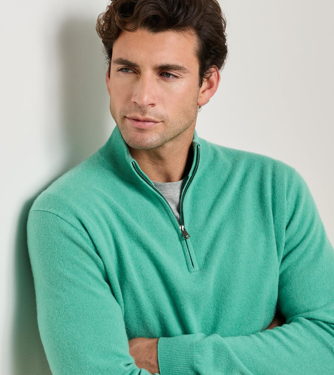 Peter Millar 25th Anniversary Cashmere Quarter-Zip Sweater: Mint