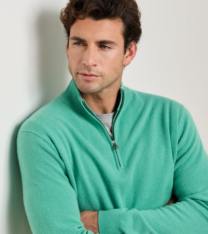 Peter Millar 25th Anniversary Cashmere Quarter-Zip Sweater: Mint