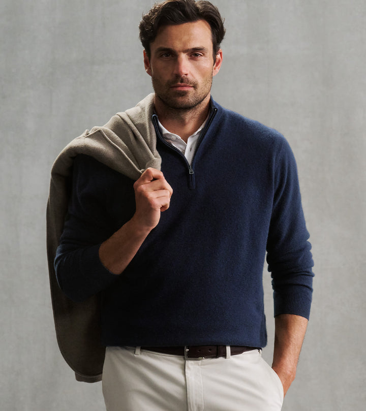 Peter Millar 25th Anniversary Cashmere Quarter-Zip Sweater: Navy