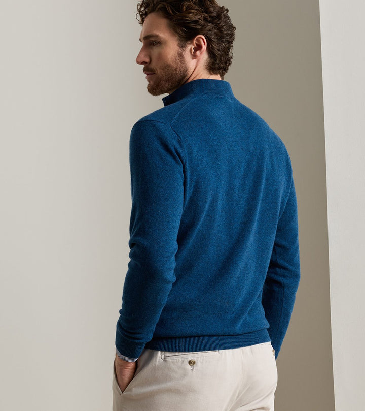 Peter Millar 25th Anniversary Cashmere Quarter-Zip Sweater: Ocean Blue