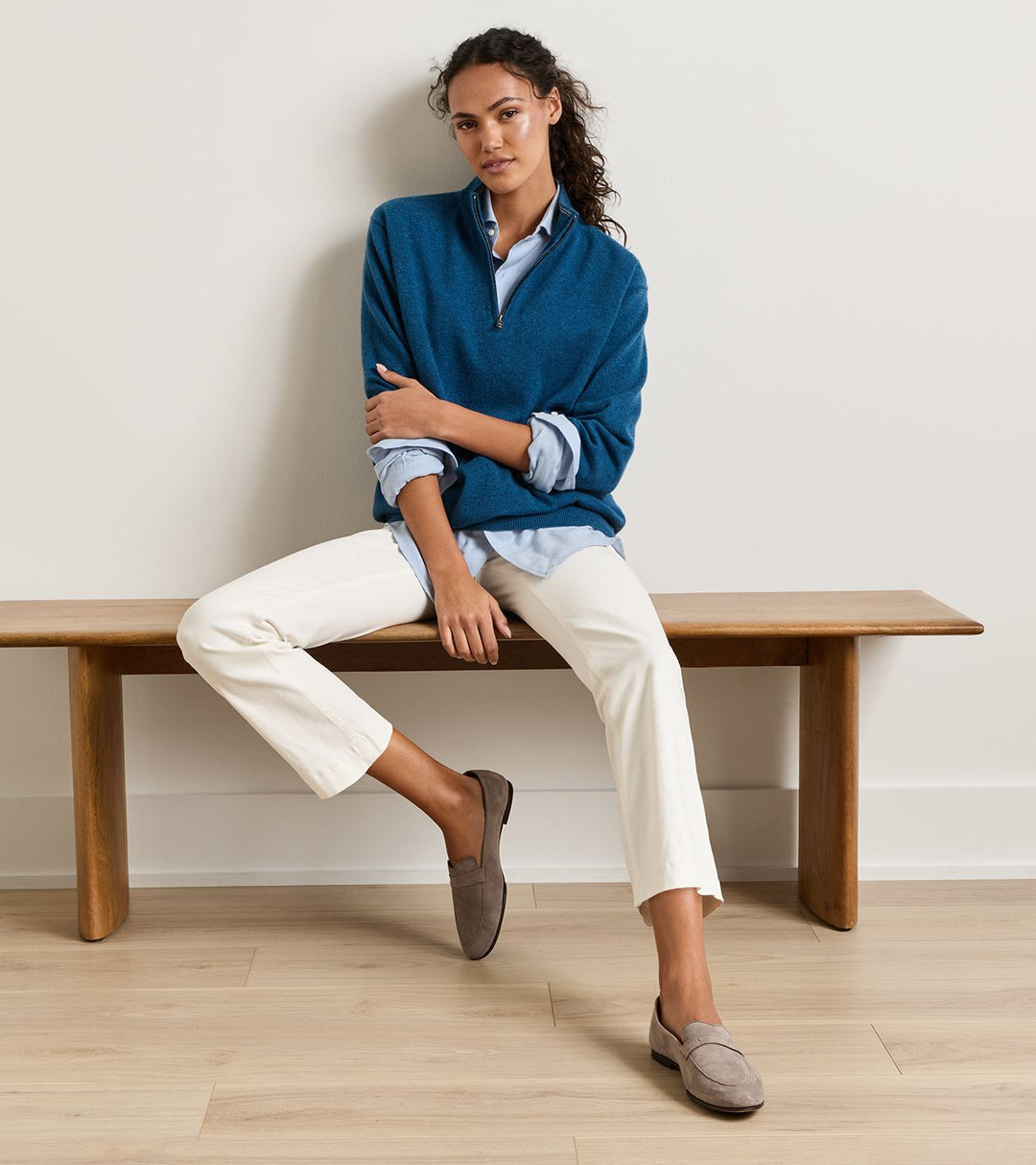 Peter Millar 25th Anniversary Cashmere Quarter-Zip Sweater: Ocean Blue