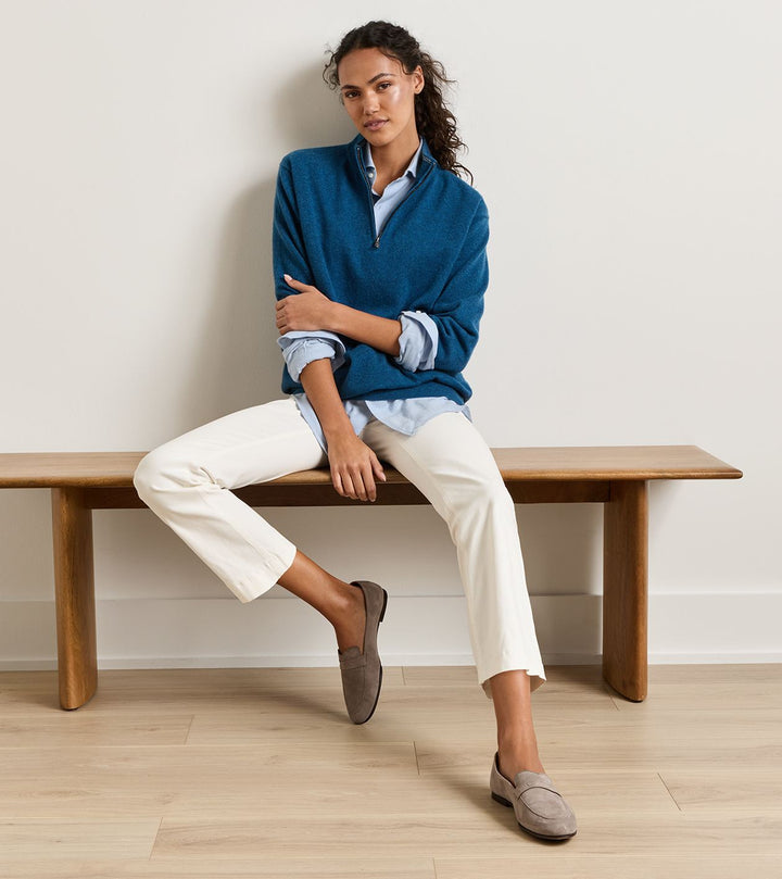 Peter Millar 25th Anniversary Cashmere Quarter-Zip Sweater: Ocean Blue