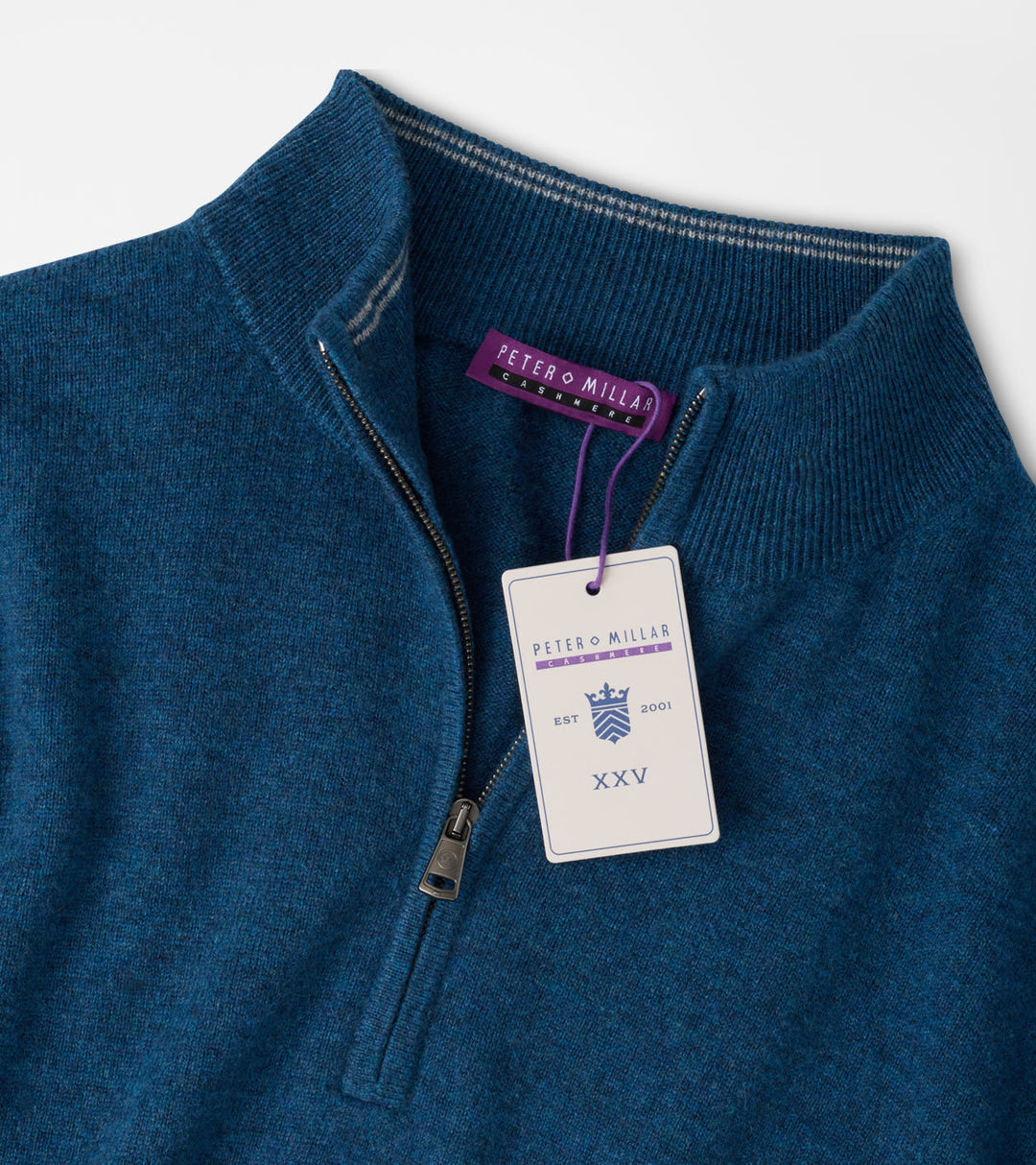 Peter Millar 25th Anniversary Cashmere Quarter-Zip Sweater: Ocean Blue