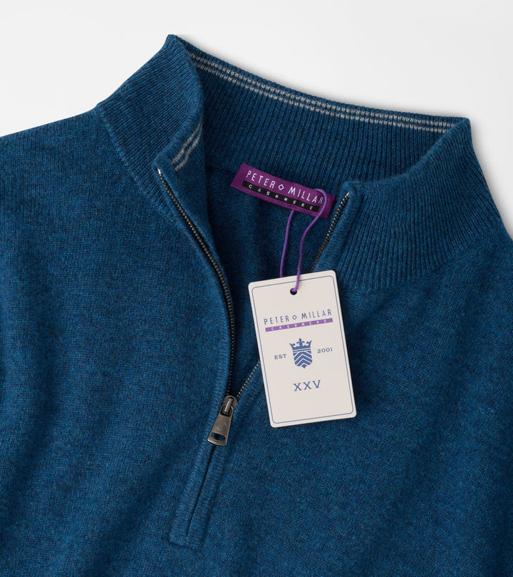 Peter Millar 25th Anniversary Cashmere Quarter-Zip Sweater: Ocean Blue