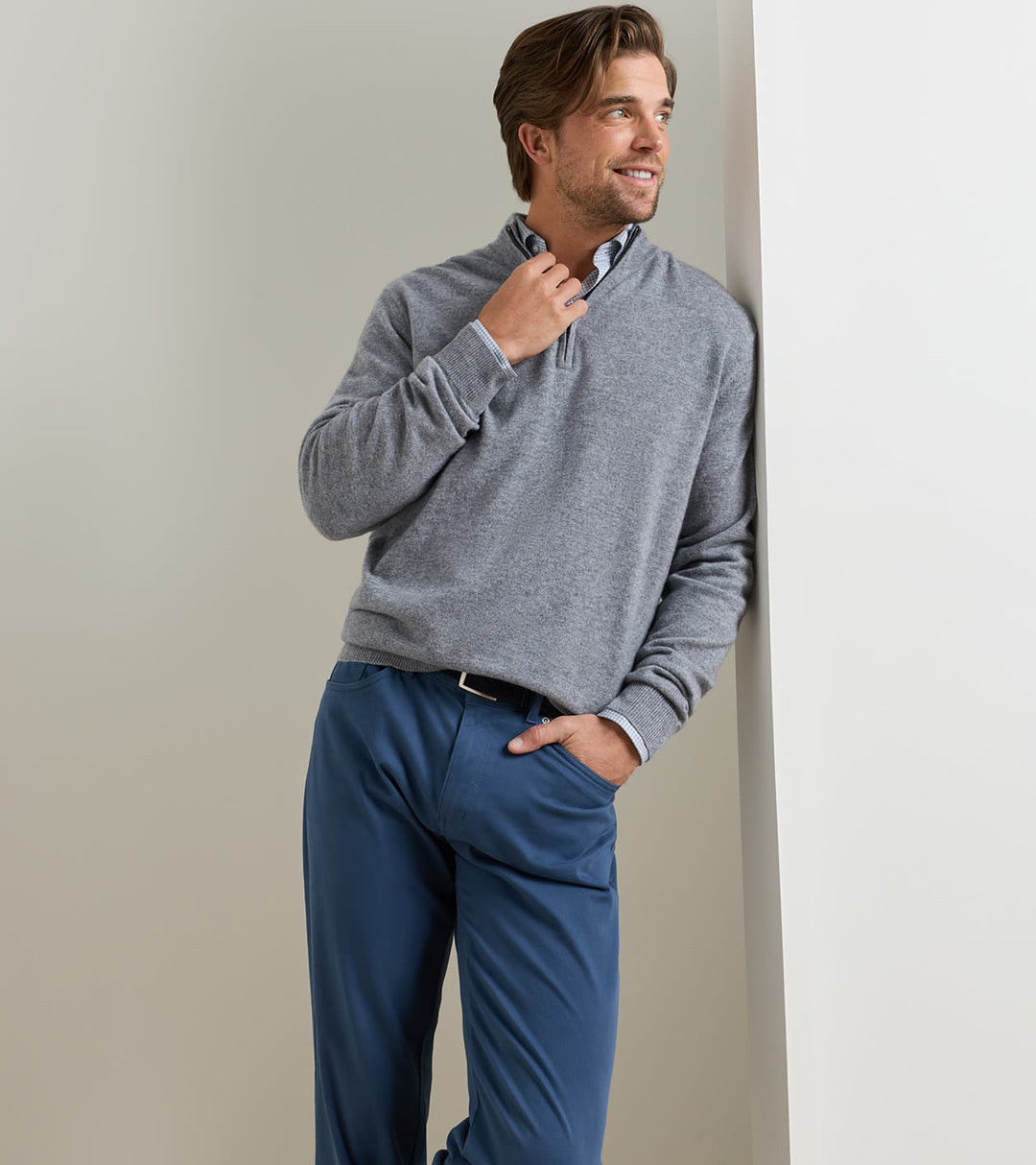 Peter Millar 25th Anniversary Cashmere Quarter-Zip Sweater: Oslo Grey