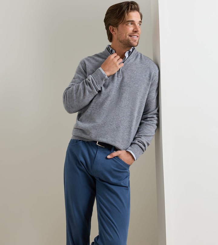 Peter Millar 25th Anniversary Cashmere Quarter-Zip Sweater: Oslo Grey