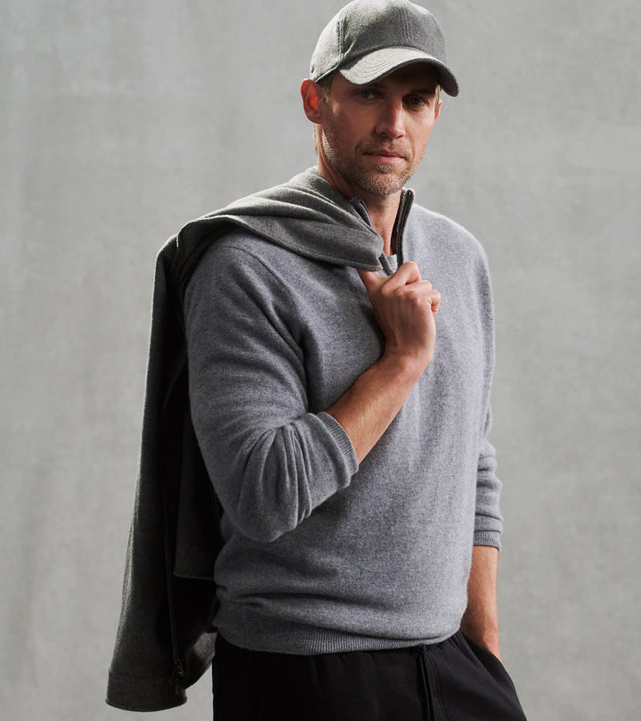 Peter Millar 25th Anniversary Cashmere Quarter-Zip Sweater: Oslo Grey