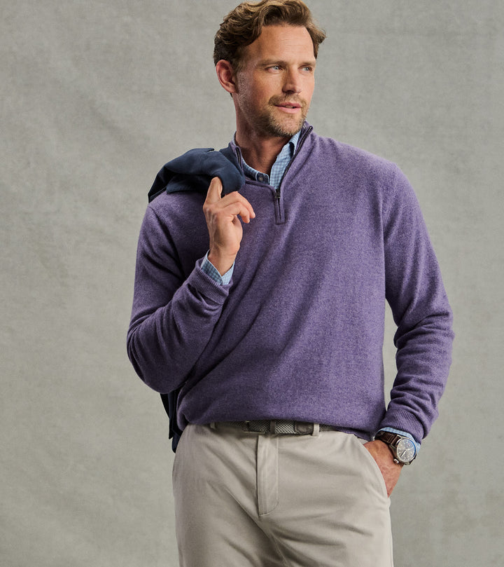 Peter Millar 25th Anniversary Cashmere Quarter-Zip Sweater: Purple Fig