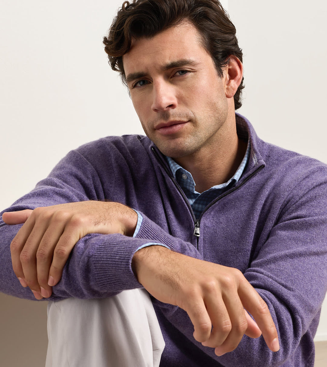 Peter Millar 25th Anniversary Cashmere Quarter-Zip Sweater: Purple Fig