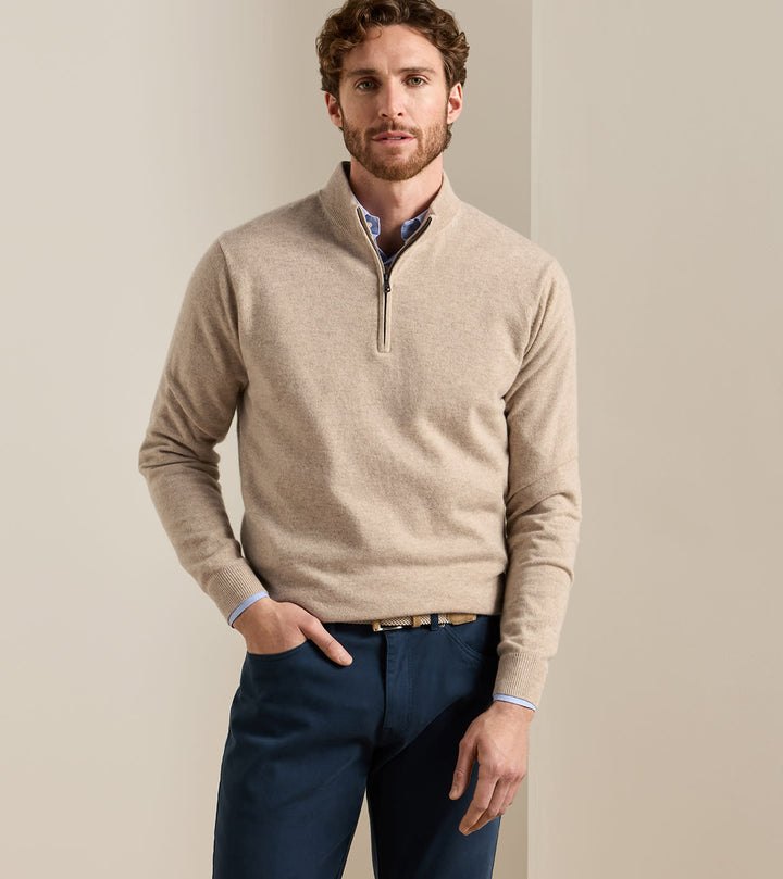 Peter Millar 25th Anniversary Cashmere Quarter-Zip Sweater: Tumbleweed