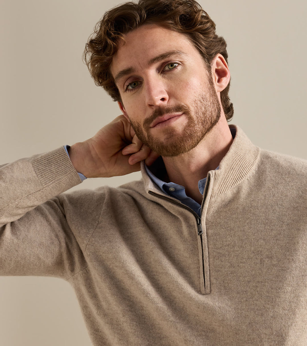 Peter Millar 25th Anniversary Cashmere Quarter-Zip Sweater: Tumbleweed