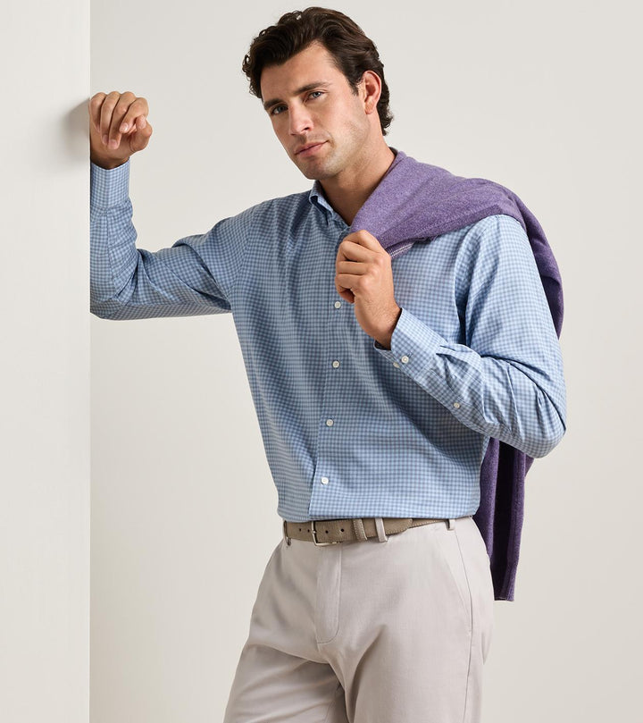 Peter Millar Liam Crown Soft Twill Sport Shirt: Blue Freesia