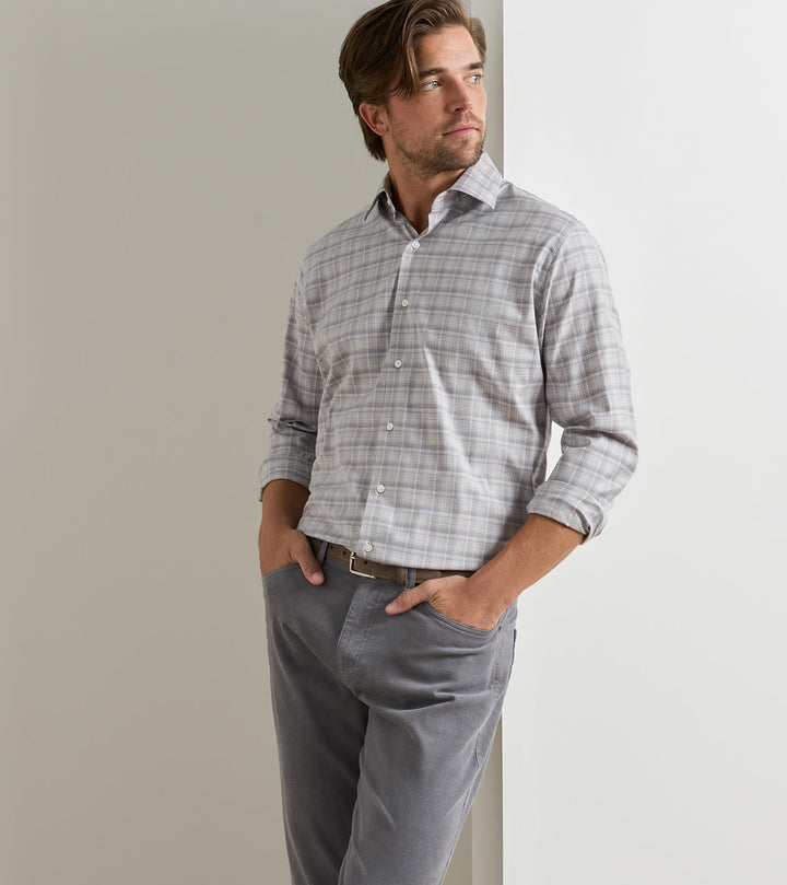 Peter Millar Griffin Crown Soft Twill Sport Shirt: Battleship Grey