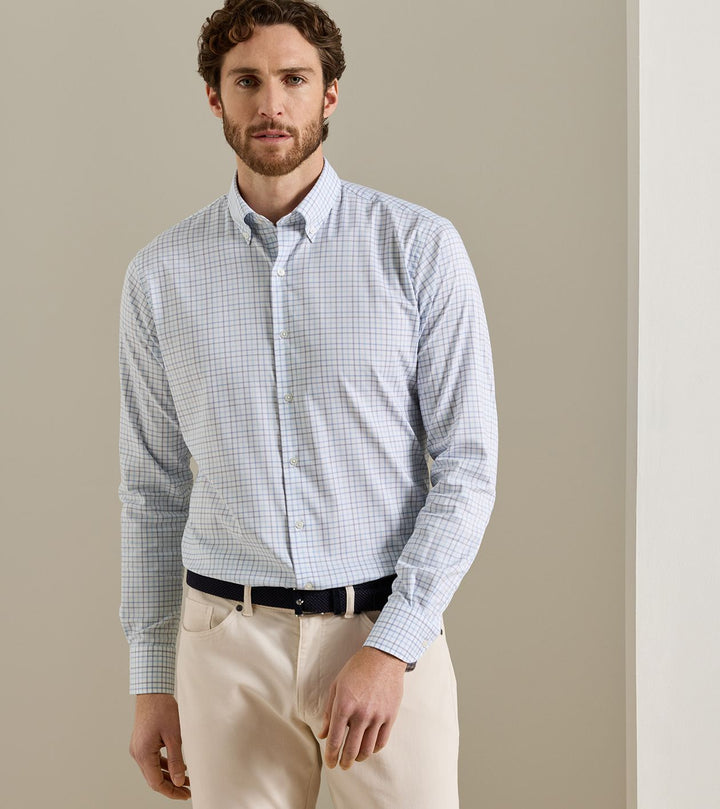 Peter Millar Bruce Crown Lite Cotton-Stretch Sport Shirt: Blue Freesia