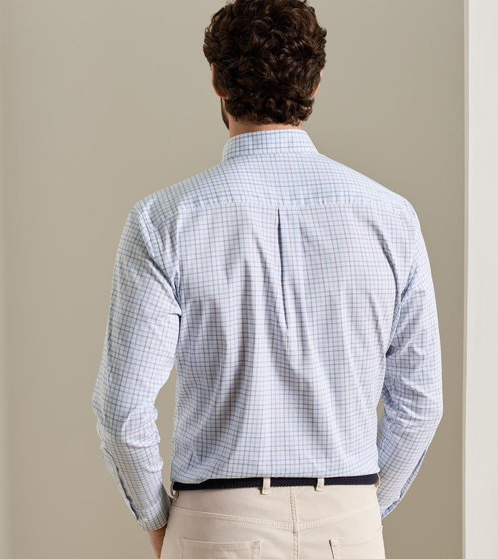 Peter Millar Bruce Crown Lite Cotton-Stretch Sport Shirt: Blue Freesia