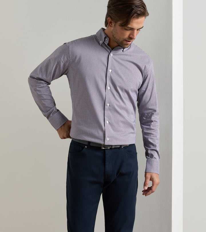 Peter Millar Gregory Crown Lite Cotton-Stretch Sport Shirt: Purple Fig