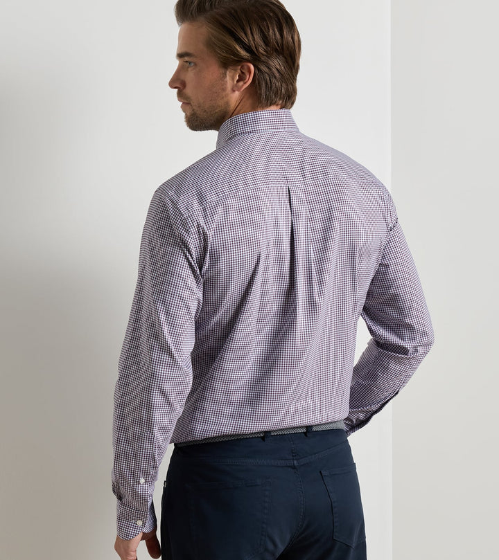 Peter Millar Gregory Crown Lite Cotton-Stretch Sport Shirt: Purple Fig
