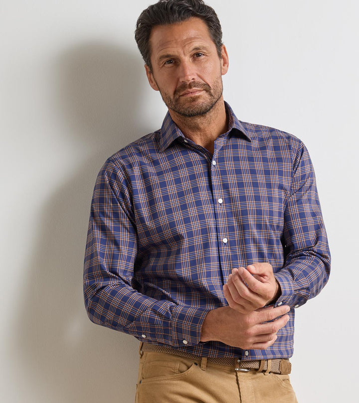 Peter Millar Richard Crown Lite Cotton-Stretch Sport Shirt: Navy