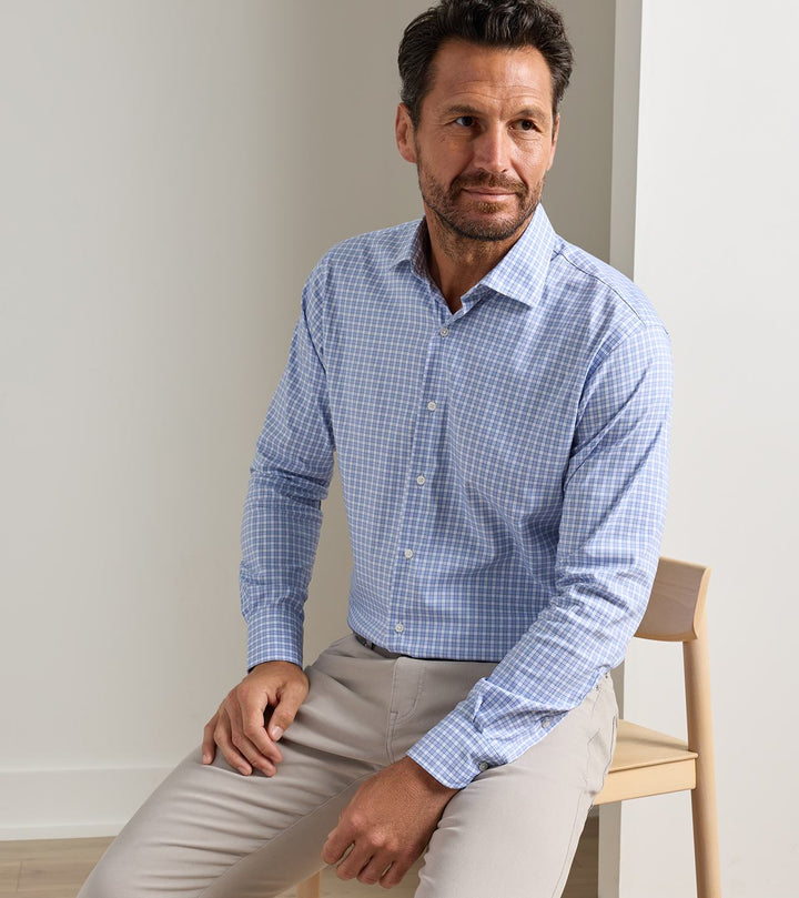 Peter Millar Atlas Crown Lite Cotton-Stretch Sport Shirt: Blue Freesia