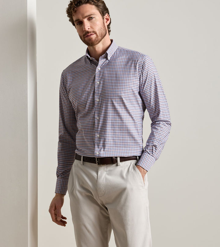 Peter Millar Wayne Performance Twill Sport Shirt: Navy