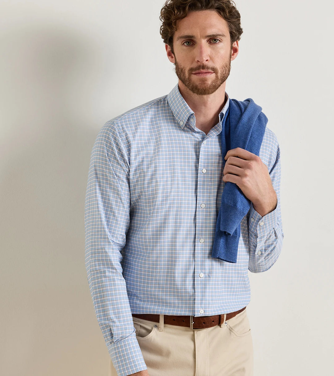 Peter Millar Charles Performance Twill Sport Shirt: Cottage Blue