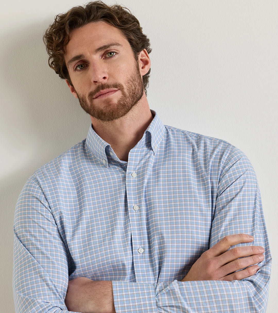 Peter Millar Charles Performance Twill Sport Shirt: Cottage Blue