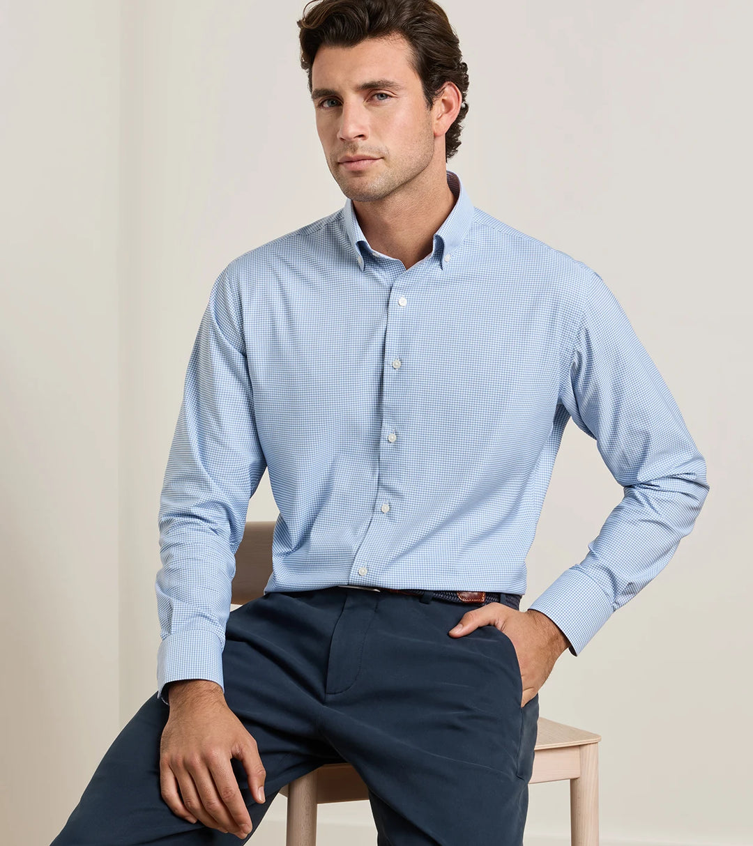 Peter Millar Leo Performance Twill Sport Shirt: Blue Freesia