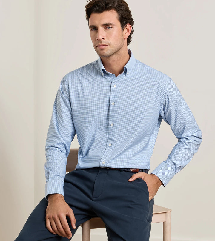 Peter Millar Leo Performance Twill Sport Shirt: Blue Freesia