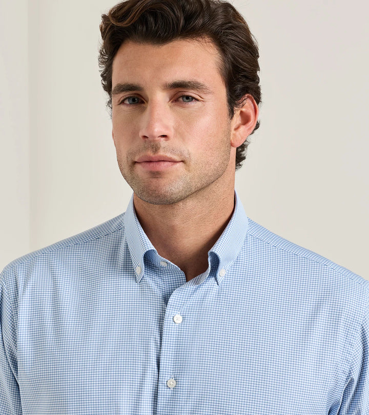 Peter Millar Leo Performance Twill Sport Shirt: Blue Freesia