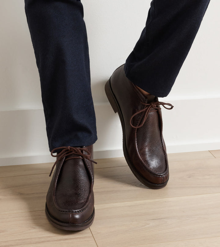 Peter Millar Tempest Pebble Grain Boot: Chocolate