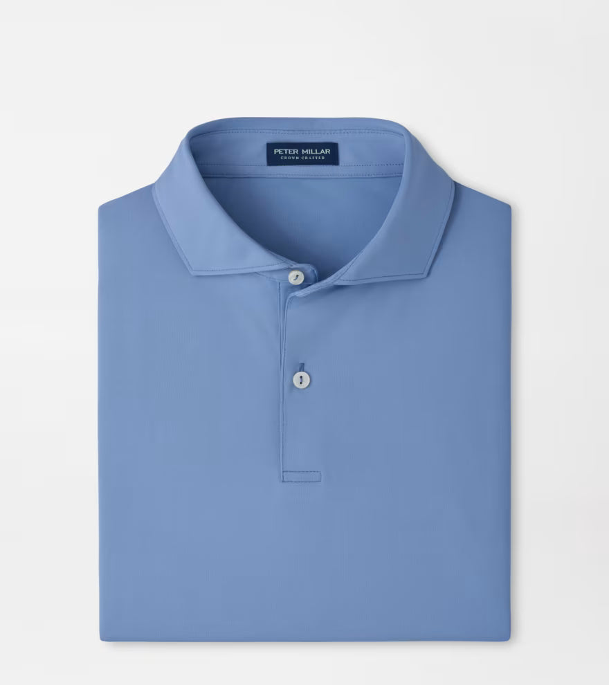 Peter Millar Crown Crafted Solid Performance Jersey Polo: Windy Blue