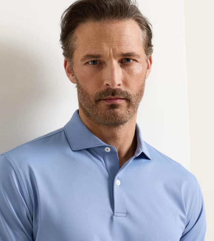 Peter Millar Crown Crafted Solid Performance Jersey Polo: Windy Blue