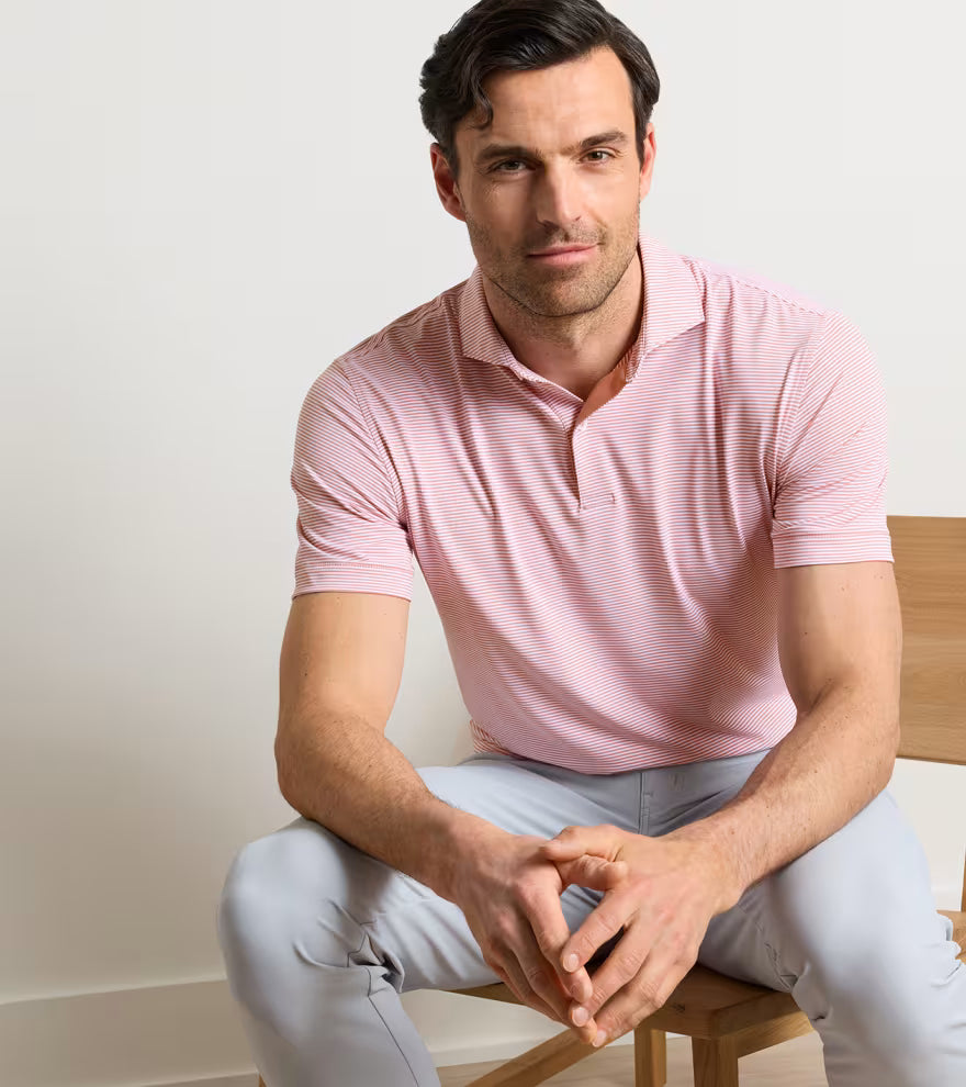 Peter Millar Crown Crafted Cadenza Performance Jersey Polo: Melrose Pink