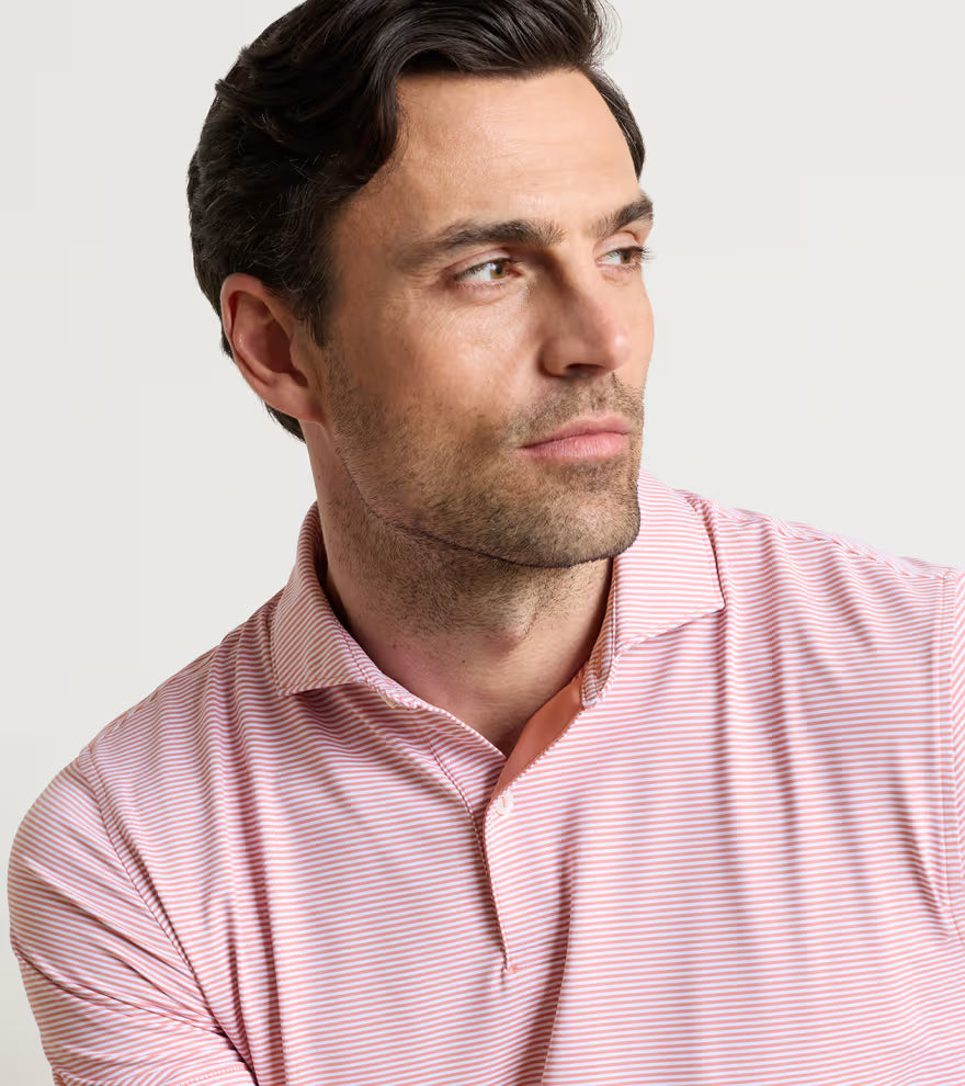 Peter Millar Crown Crafted Cadenza Performance Jersey Polo: Melrose Pink