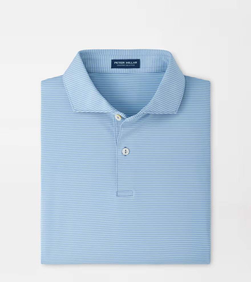 Peter Millar Crown Crafted Cadenza Performance Jersey Polo: Windy Blue / Seaflower