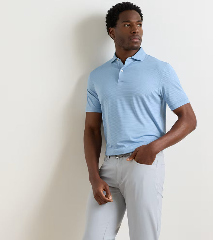 Peter Millar Crown Crafted Cadenza Performance Jersey Polo: Windy Blue / Seaflower