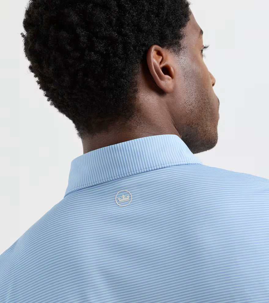 Peter Millar Crown Crafted Cadenza Performance Jersey Polo: Windy Blue / Seaflower
