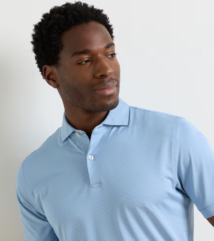 Peter Millar Crown Crafted Cadenza Performance Jersey Polo: Windy Blue / Seaflower
