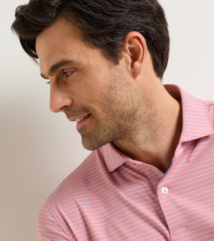 Peter Millar Crown Crafted Keynote Performance Jersey Polo: Melrose Pink