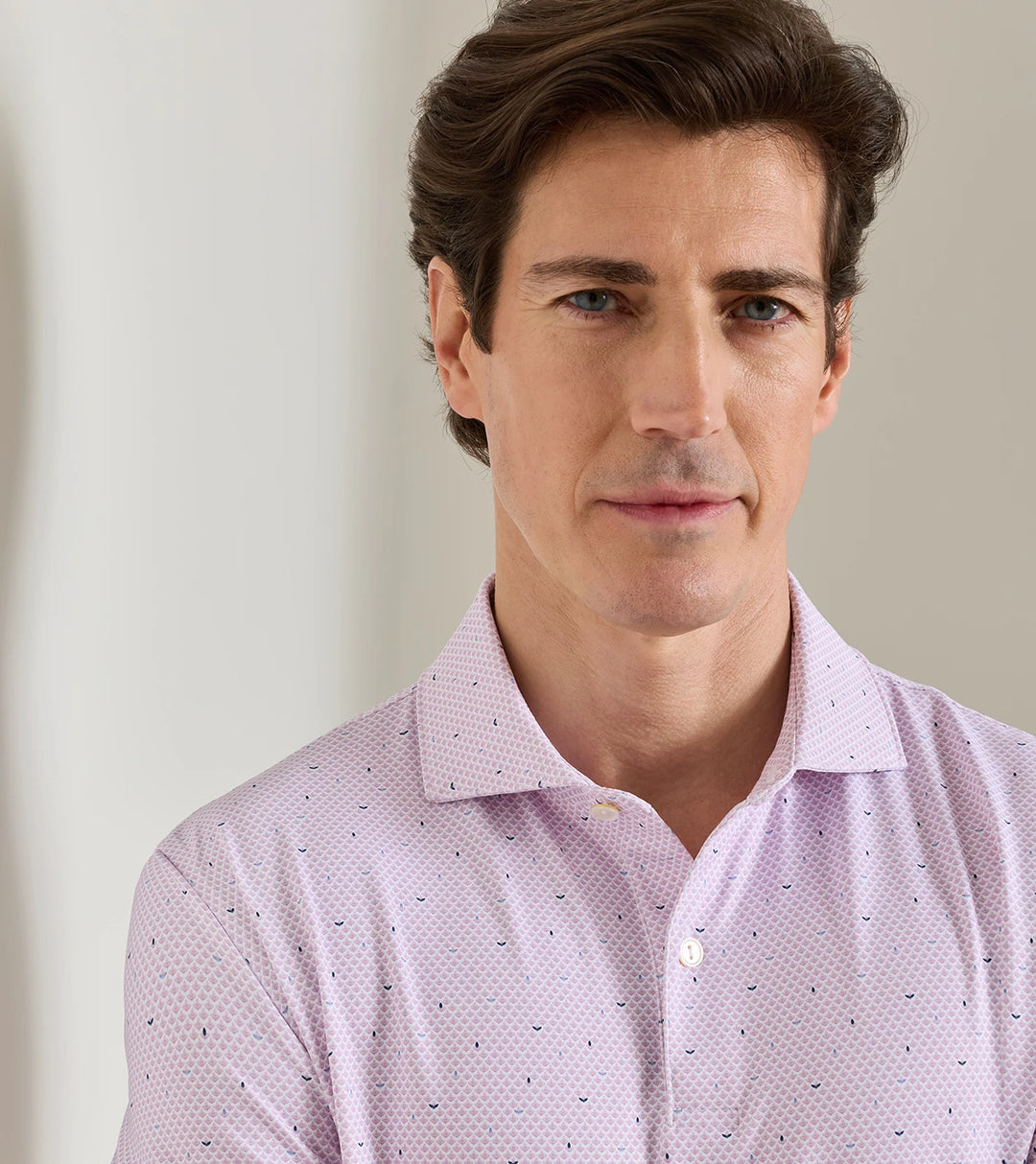 Peter Millar Crown Crafted Endives Performance Jersey Polo: White / Soft Orchid